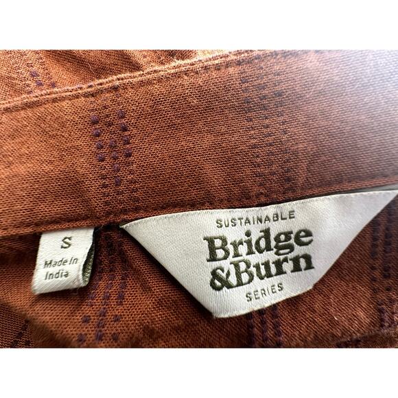 Bridge & Burn S Milo Jumpsuit Organic Cotton Coveralls Dobby Stripe Rust Brown - Picture 8 of 10